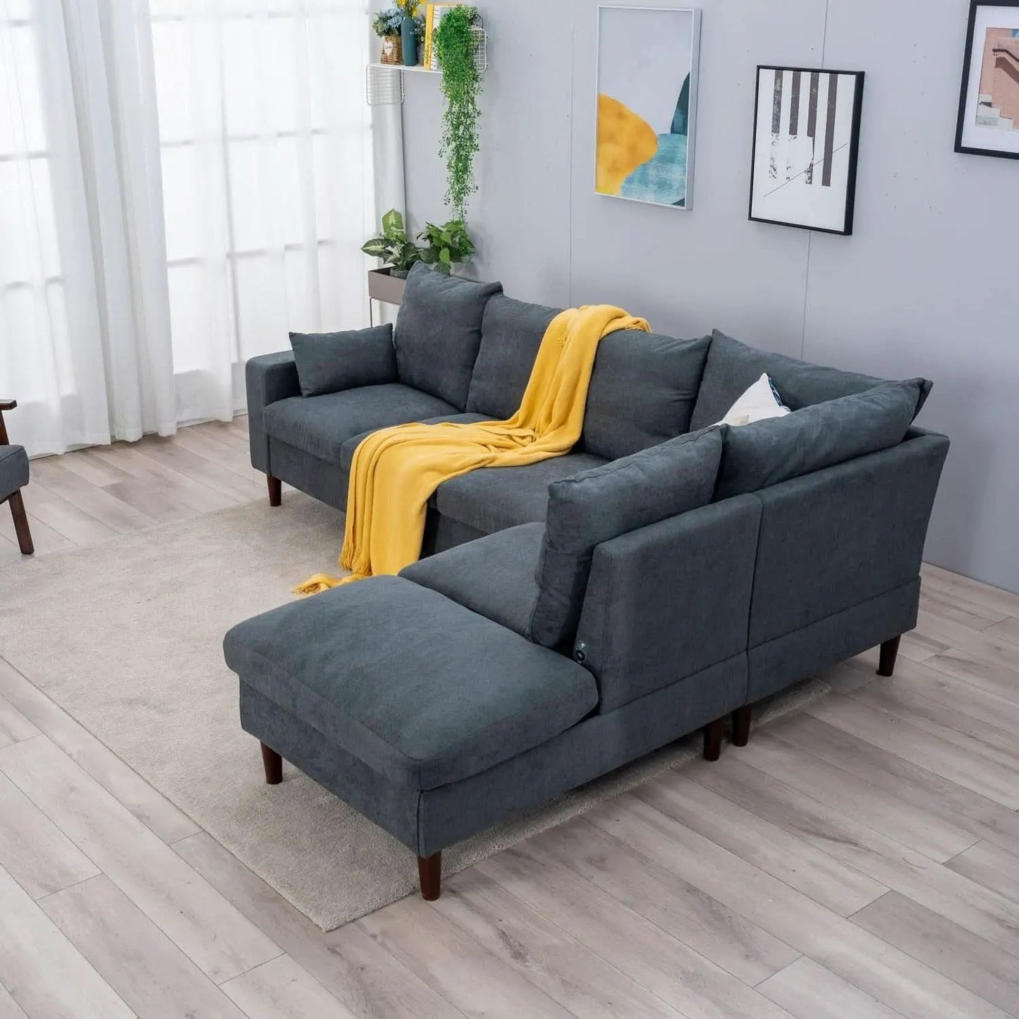 Sectional Sofa Grey Left Facing Chaise Living Room from PriceLows™