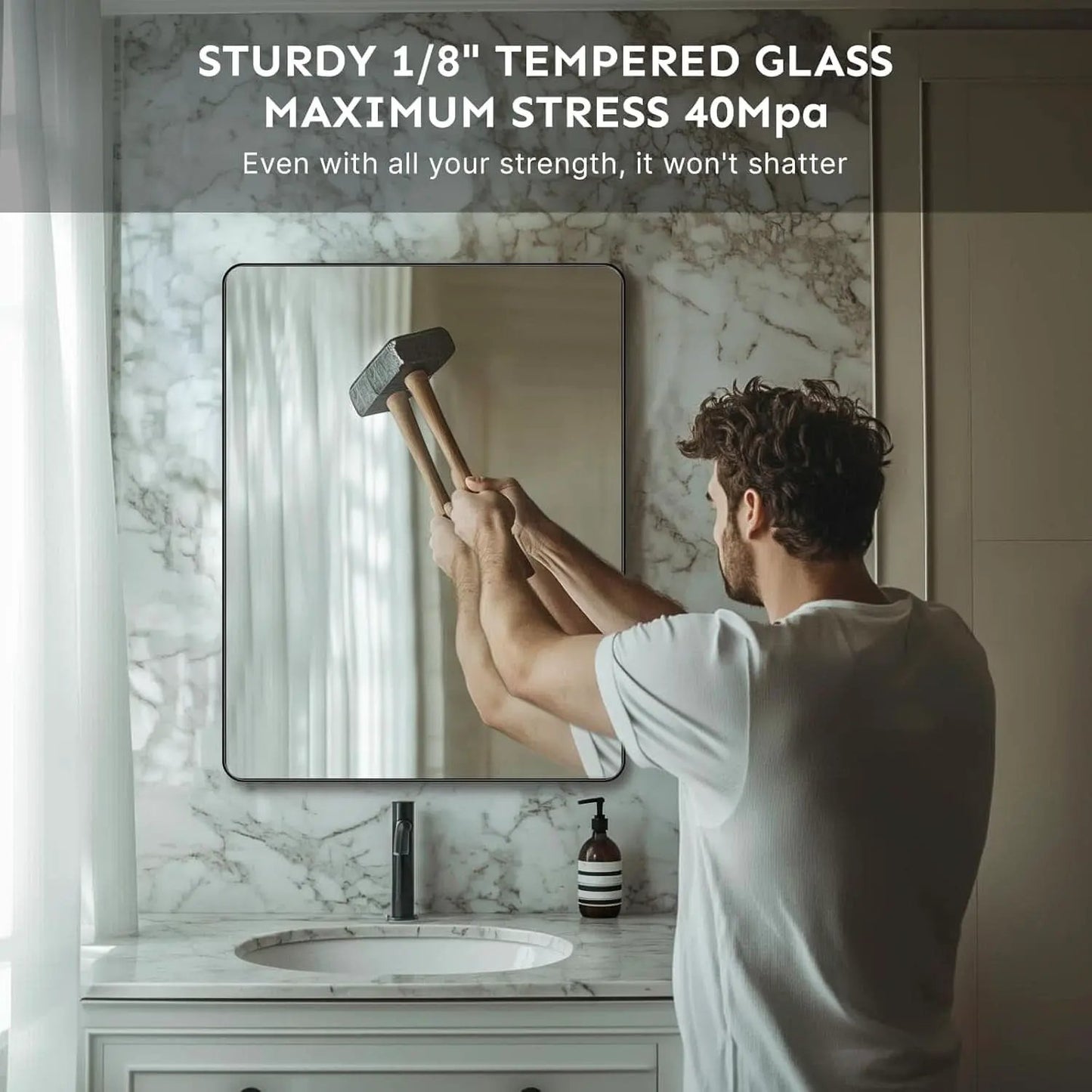 Bathroom Vanity Mirror 30x22 Aluminum Frame Durable from PriceLows™