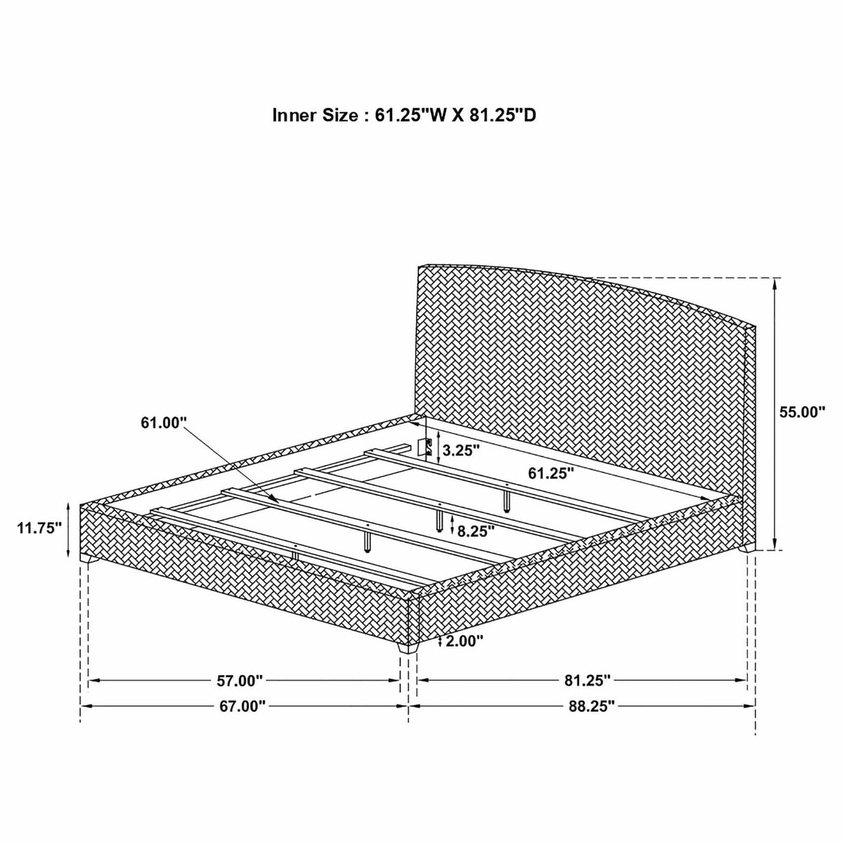 Laughton Banana Leaf Queen Panel Bed Amber | 67 x 88.25 x 55 in | Engineered Wood | Bedroom