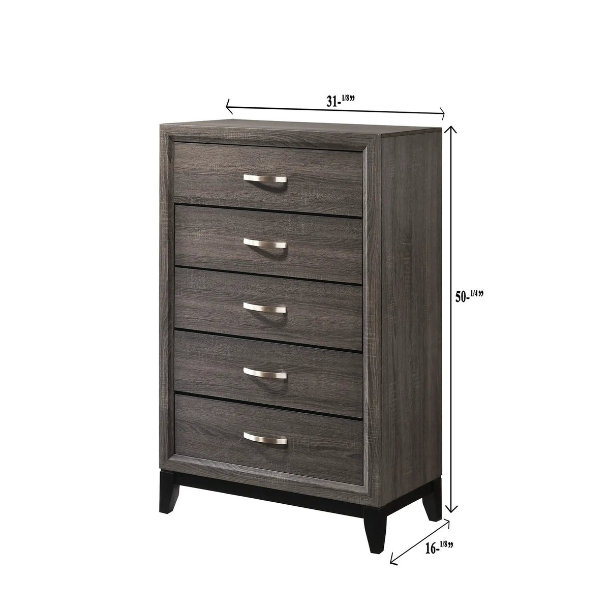 Contemporary 5 Drawer Tall Chest | Neutral Finish | Five Storage Drawers | Bedroom Furniture