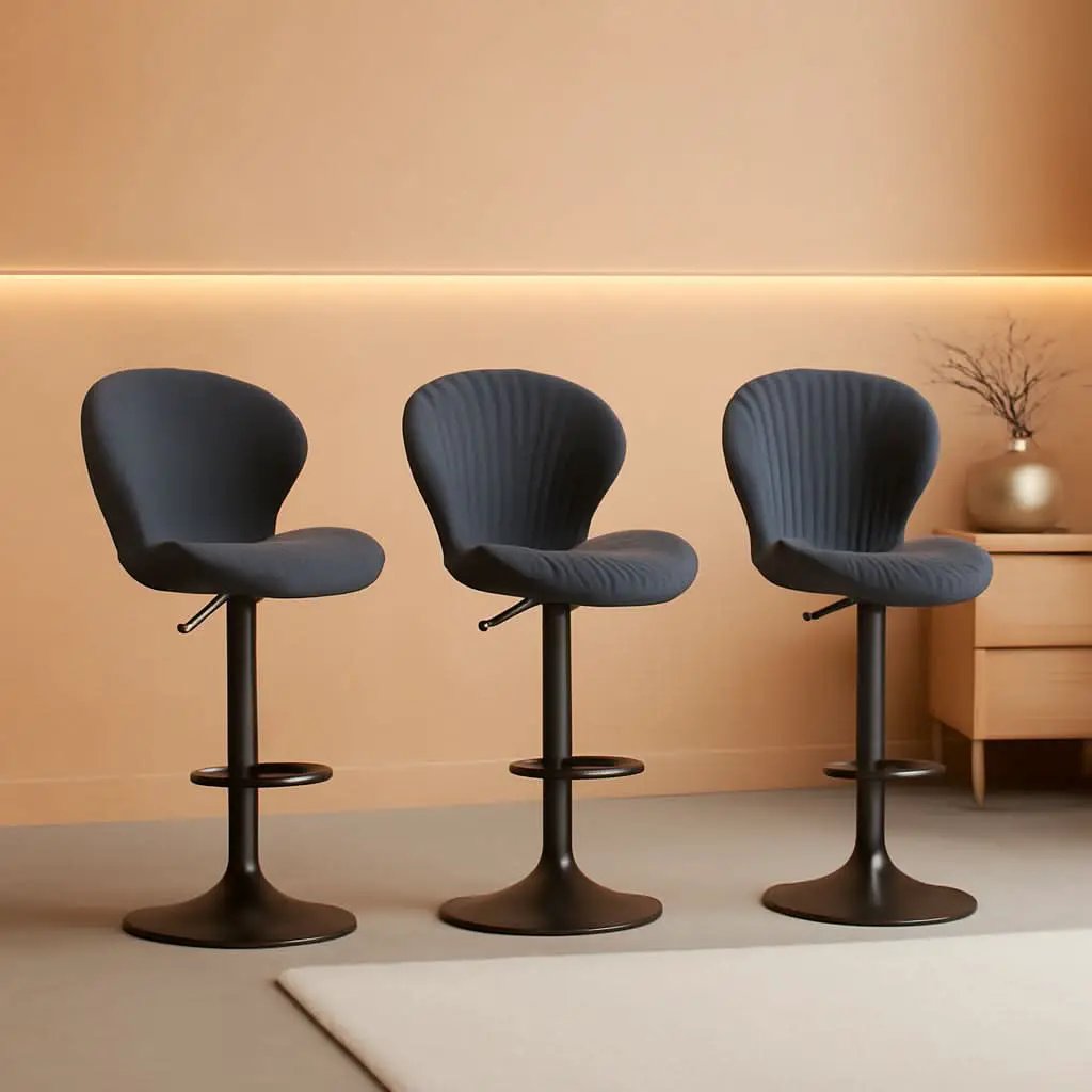 Three Swivel Bar Stools Counter Height High Back DarkGrey from PriceLows™