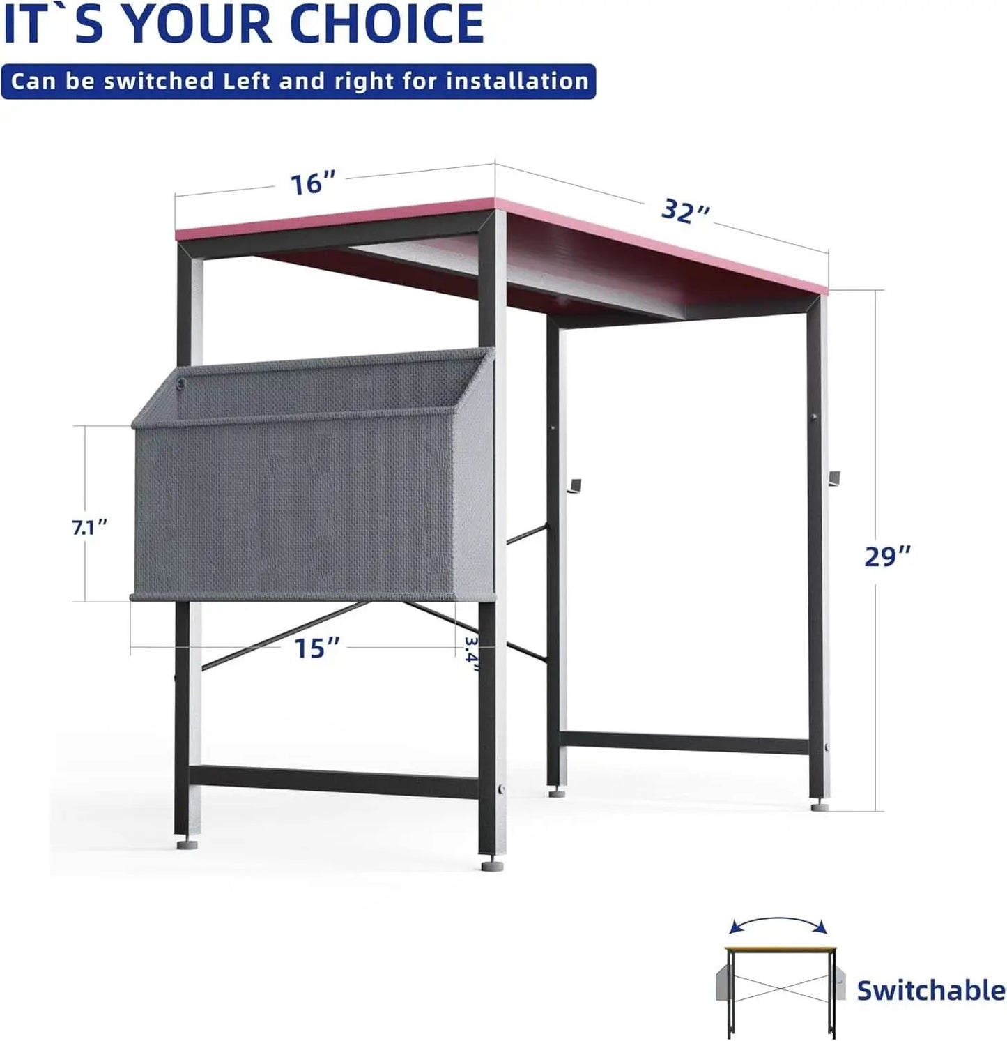 32 Inch Computer Desk With Storage Bag And Headphone Hook from PriceLows™