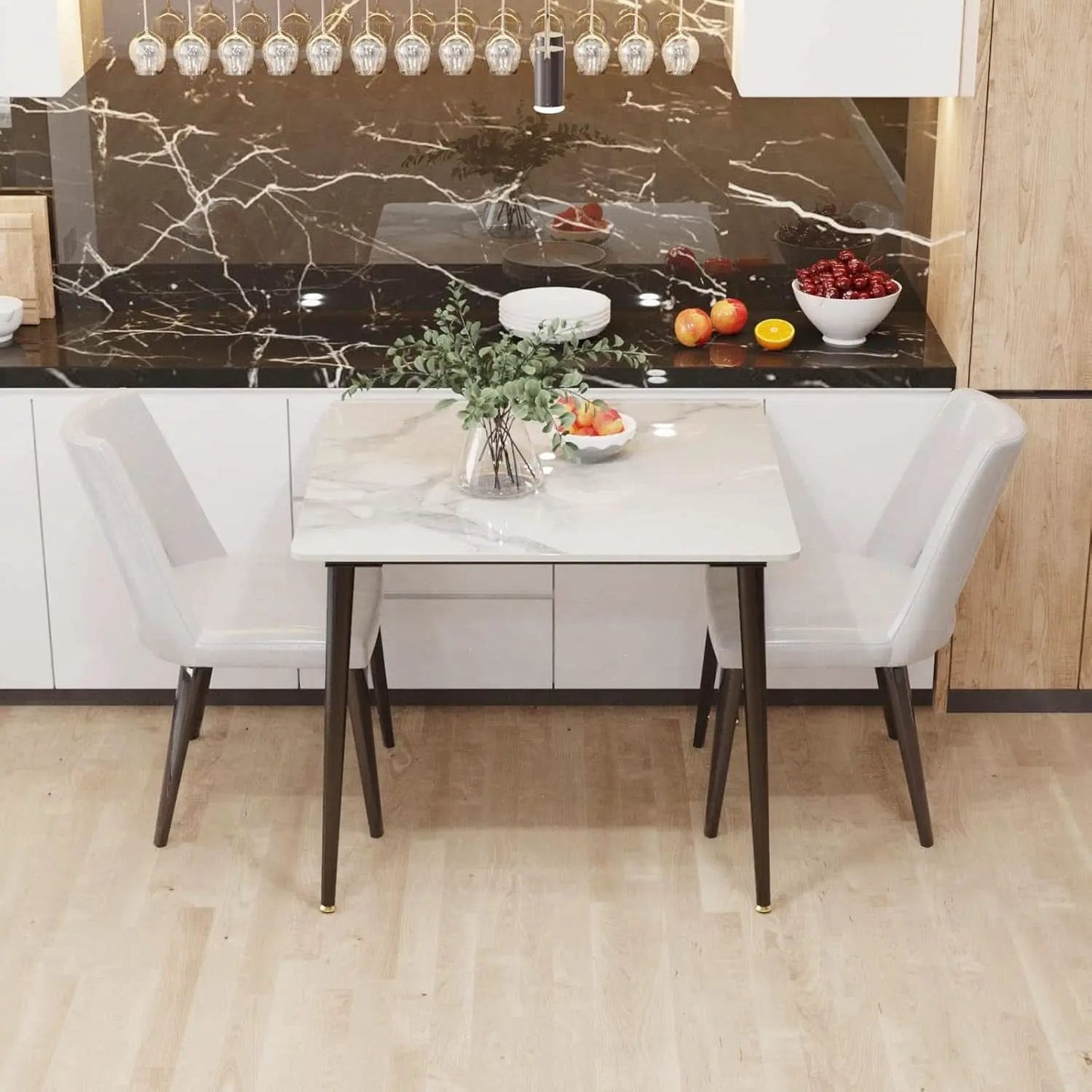 32 Inch Sintered Stone Dining Table With Black Legs from PriceLows™