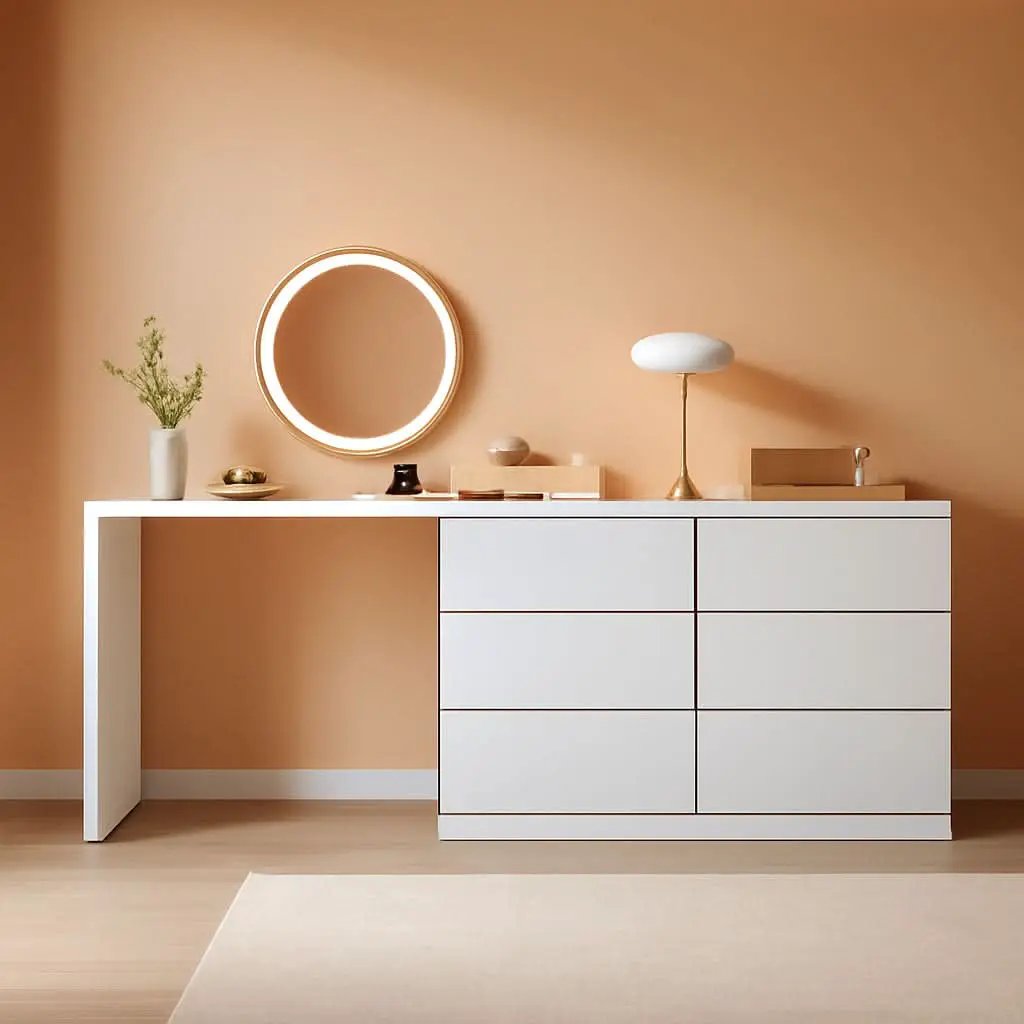 6 Drawer Dresser With Rotatable Tabletop White Home Office from PriceLows™