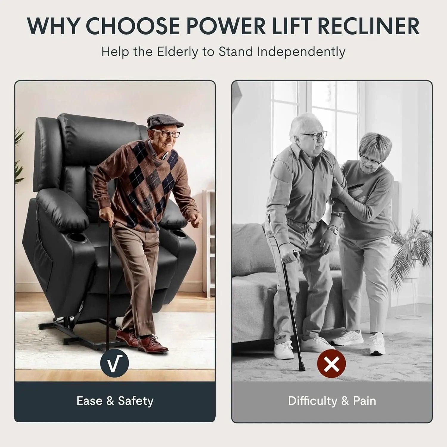 XL31 Power Lift Recliner For Elderly Black Massage from PriceLows™