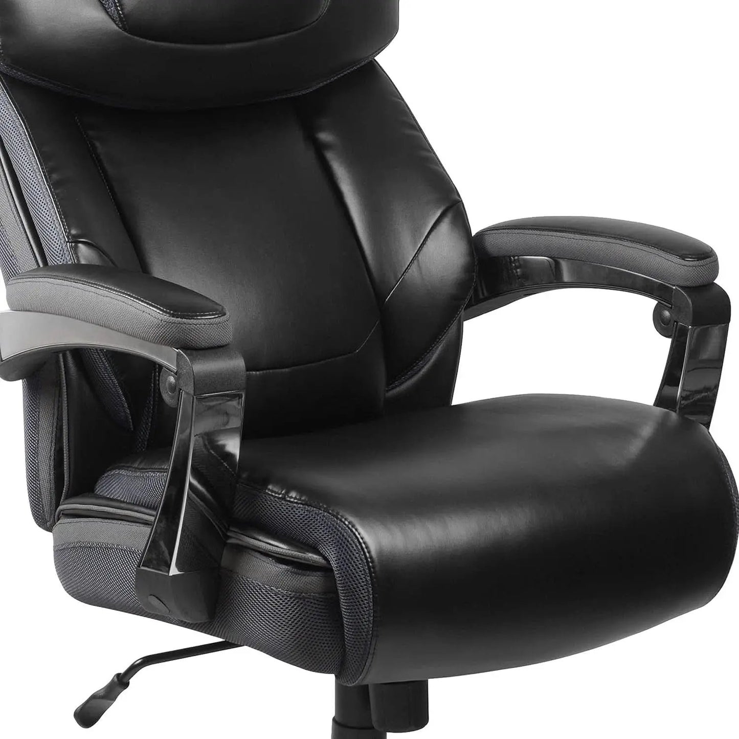 High-Back Headrest Ergonomic Office Chair Black LeatherSoft from PriceLows™
