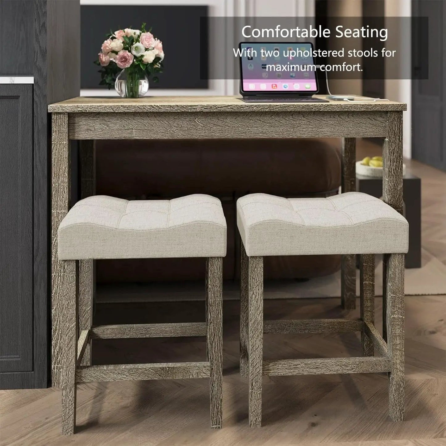 Sophisticated Walnut Finish Counter Height Bar Table from PriceLows™