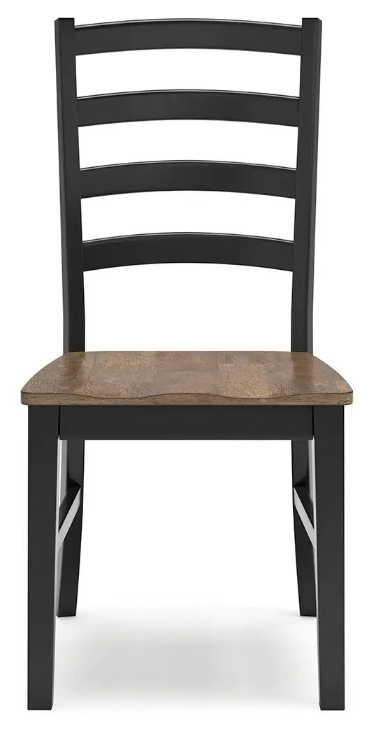 Dining Side Chair | Ladderback Design | Set Of 2 | Brown And Black