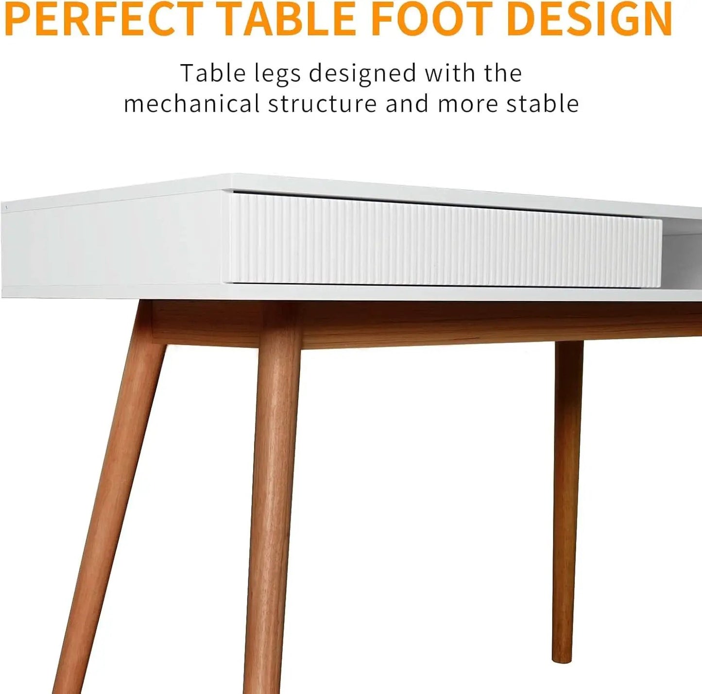 White Writing Desk With Drawers Mid Century Modern from PriceLows™