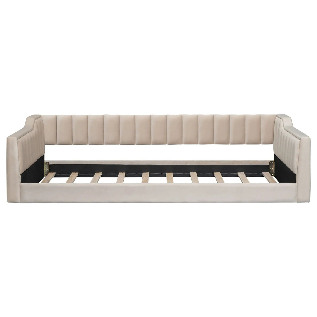 Compact Daybed | Side Storage Pocket | Vertical Stripe Upholstery | 87.8 Inch Length
