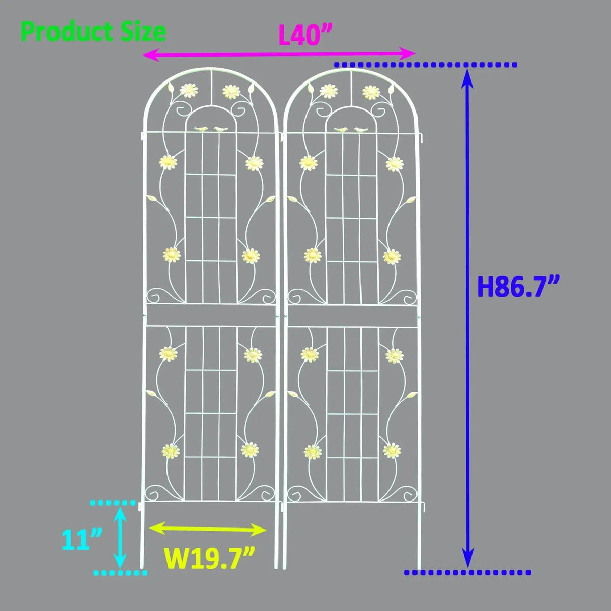 Metal Garden Trellis | Galvanized Steel | Powder Coated | 4 Piece Set