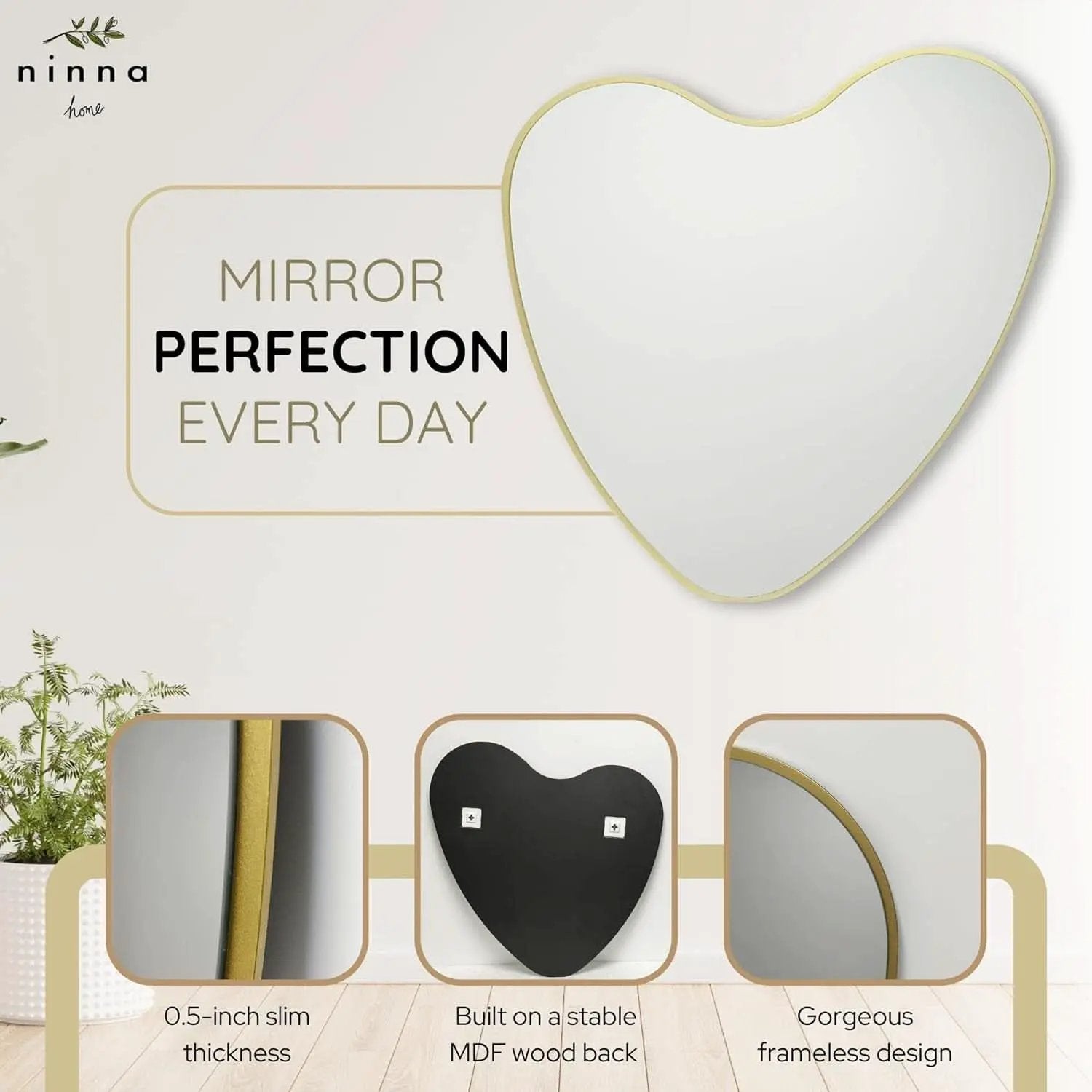 26 Inch Irregular Heart Wall Mirror For Home Decor from PriceLows™