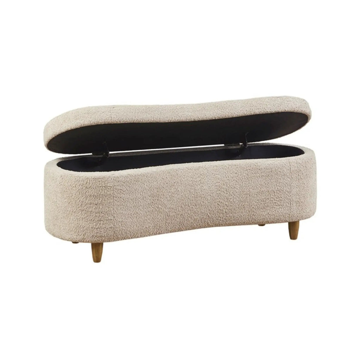 Flip Top Storage Bench | Curved Front Straight Back | Soft Close Hinges | 48 Inch Width