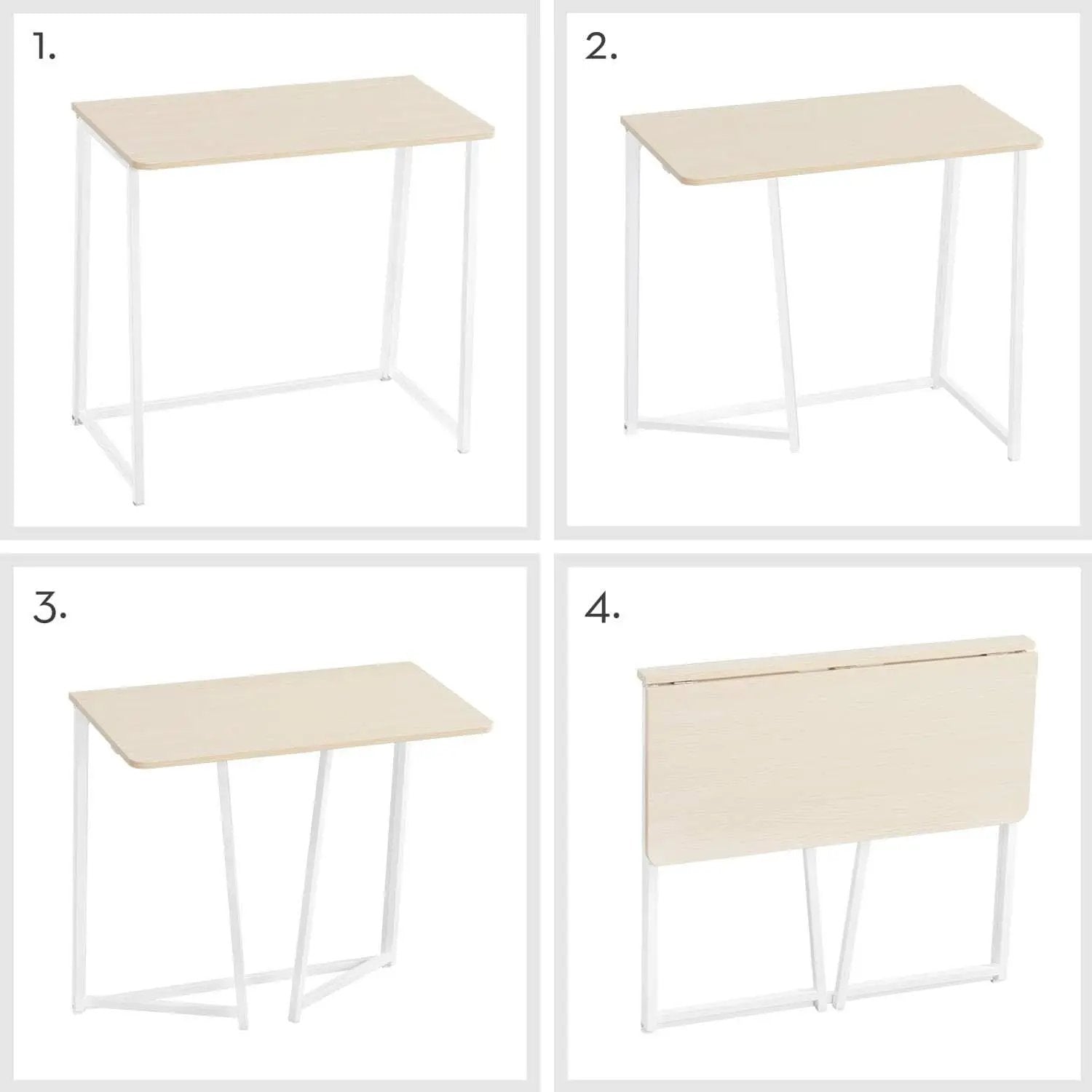Folding Desk 31.5 Inch Oak Wood Small Space Computer Table from PriceLows™