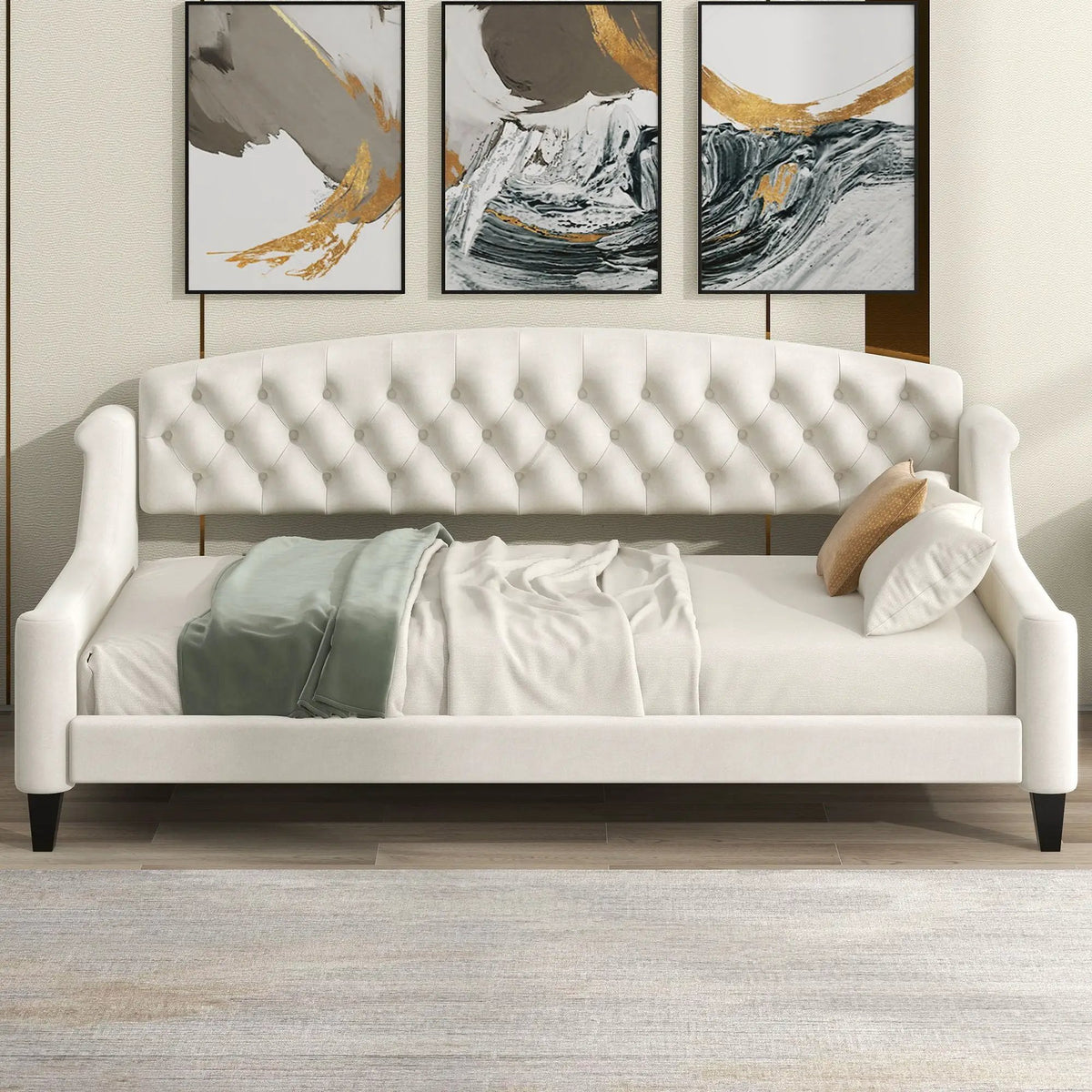 Tufted Button Daybed | Modern Design | Reinforced Slats | Solid Legs