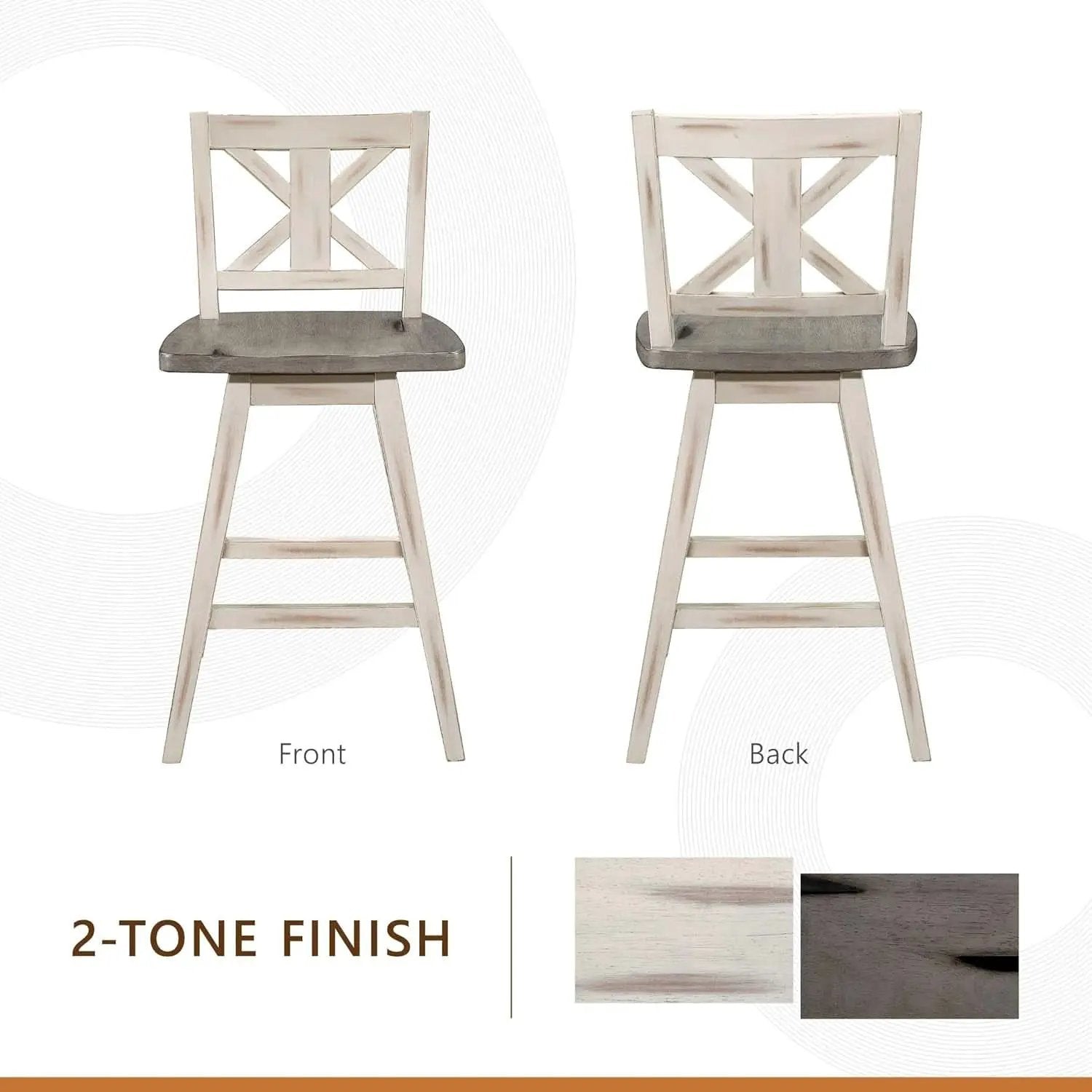 Amsonia Counter Height Swivel Barstool Set 2 White from PriceLows™