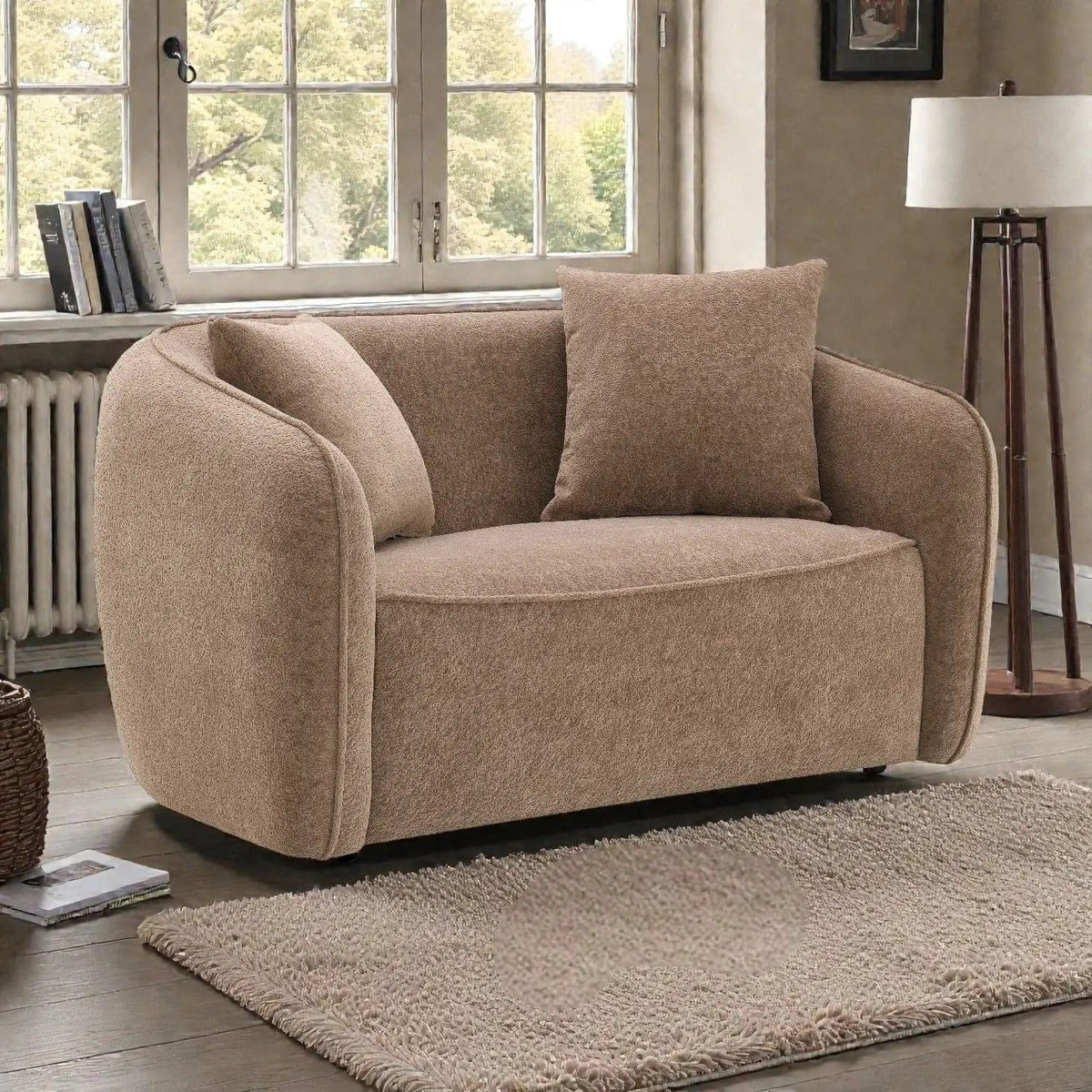 Keith Loveseat With 2 Matching Color Toss Pillows | 2 Pieces | Plywood | Living Room