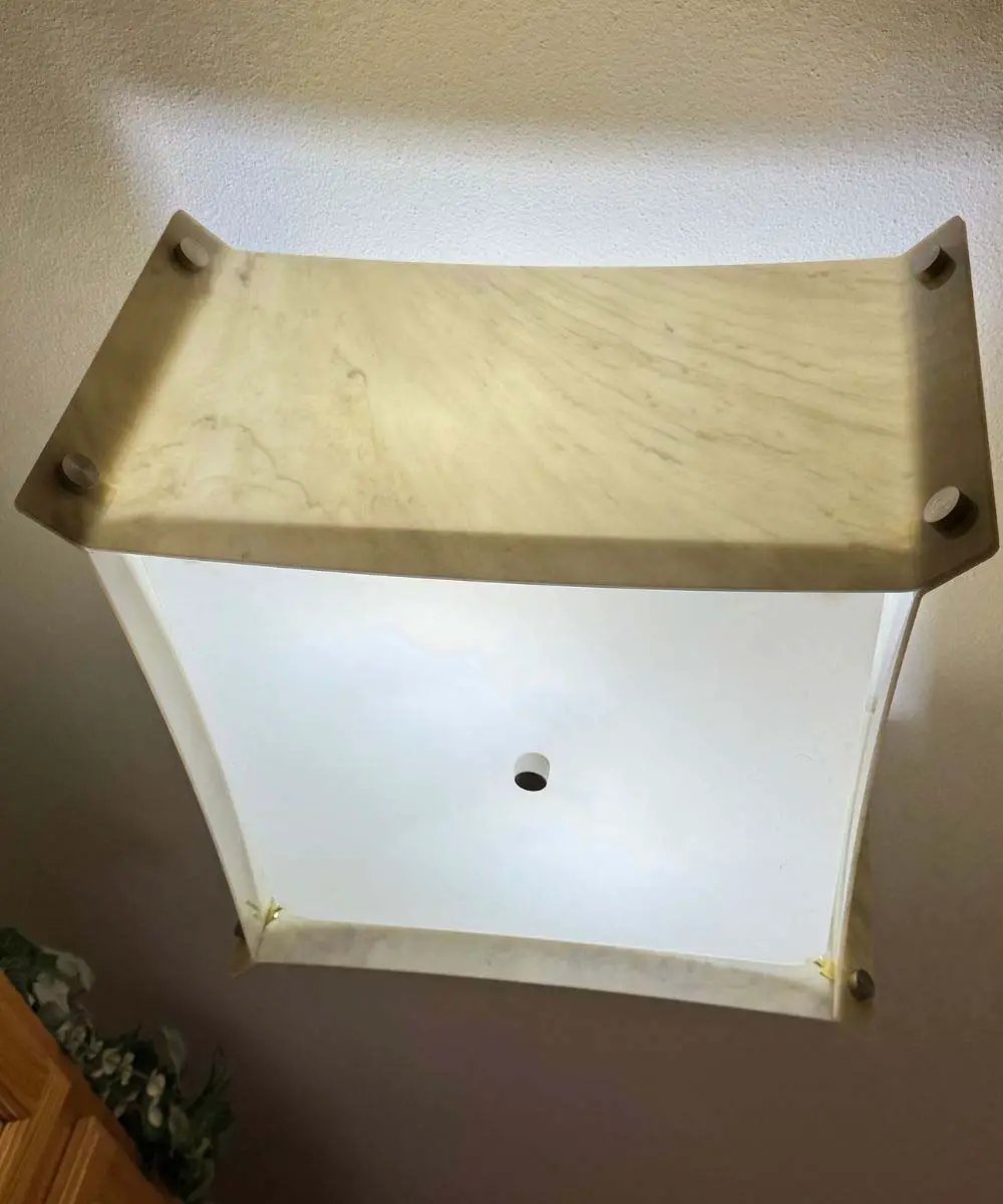 Flush Mount Conversion Kit | 16 Inch Width | Faux Marbled Alabaster Shade