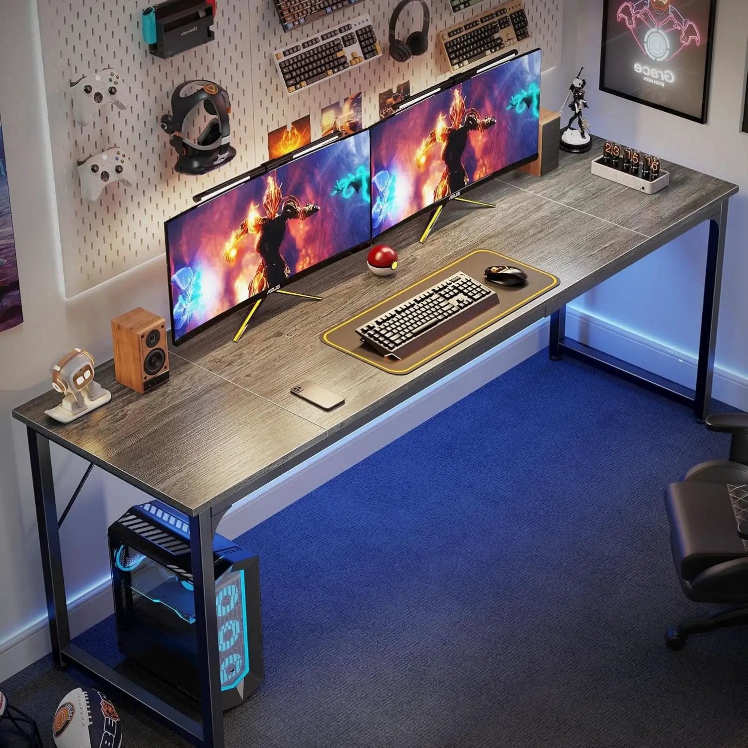 80 Inch Grey Gaming And Office Desk With Storage System from PriceLows™