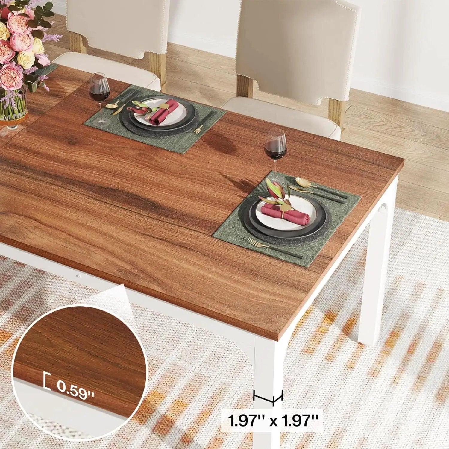 78 Inch Rustic Walnut Dining Table For 6 To 8 People from PriceLows™