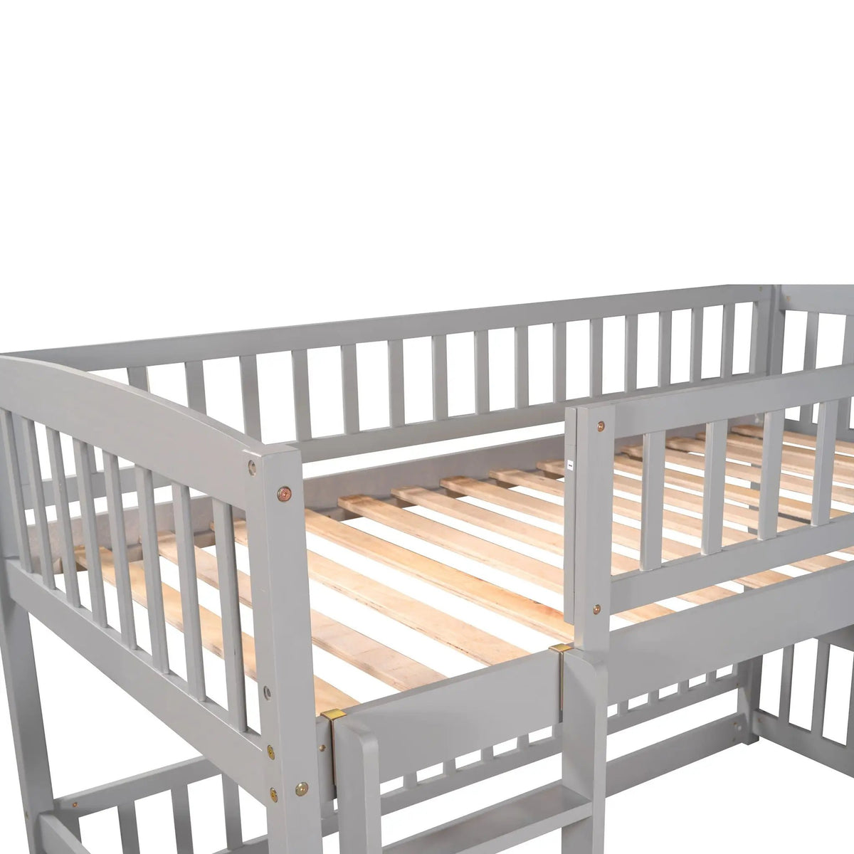 Low Bunk Bed With Slide | Fence And Ladder | Built-In Play Area | Kids Bedroom