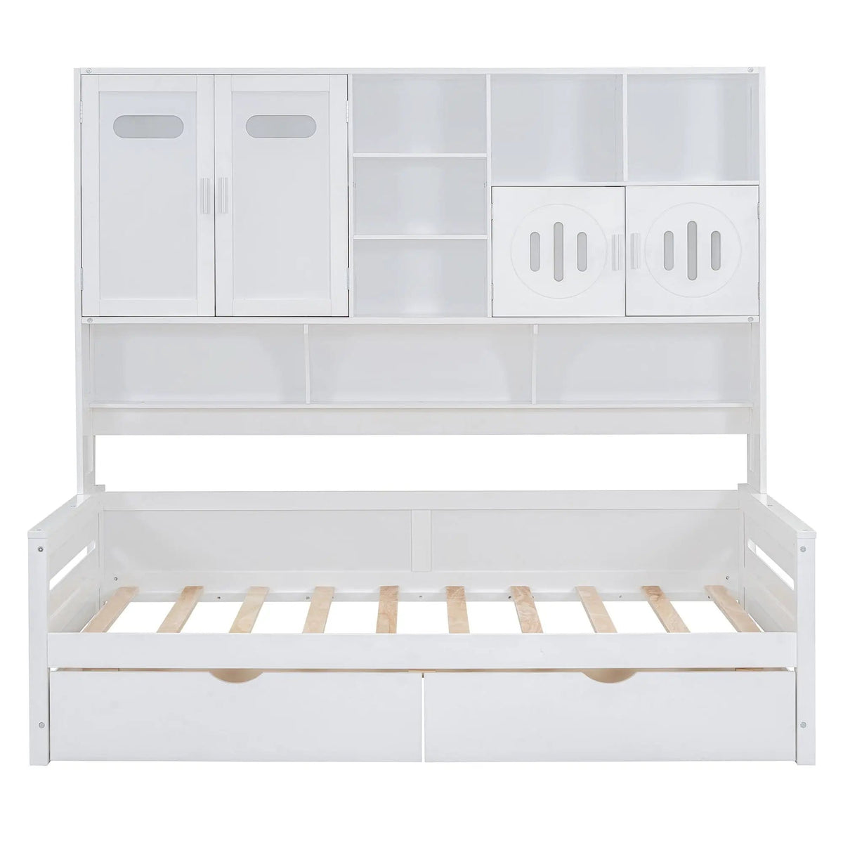 Daybed With All-In-One Cabinet And Shelf | 2 Pieces | Wood | Bedroom