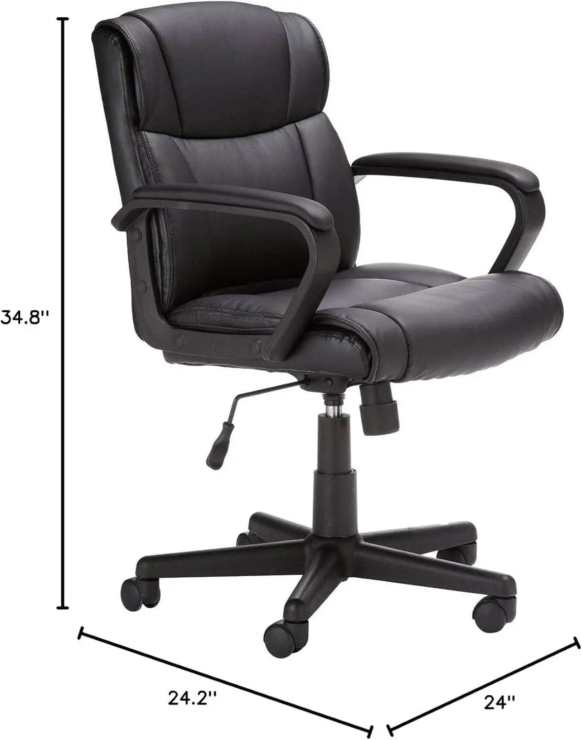 Black Office Chair With Padded Armrests Height Adjustable from PriceLows™