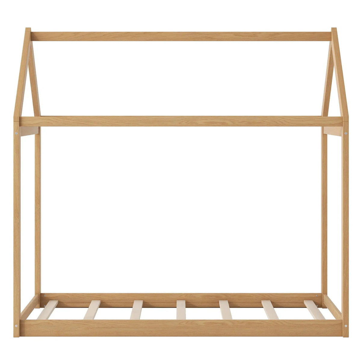 Wooden House Shaped Bed | Roof-Like Structure | Low Profile Design | 78.3 Inch Length
