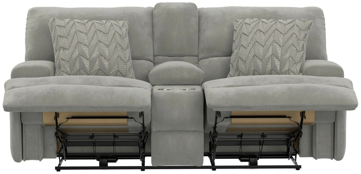 Renaldo Power Console Loveseat With Zero Gravity Recline | 86 x 43 x 43 in | Polyester & Fabric | Stone