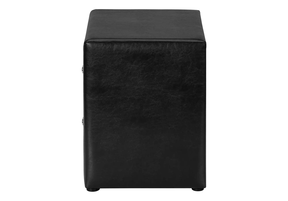 Upholstered Nightstand | Transitional Style | Two Storage Drawers | Metal Drawer Knobs
