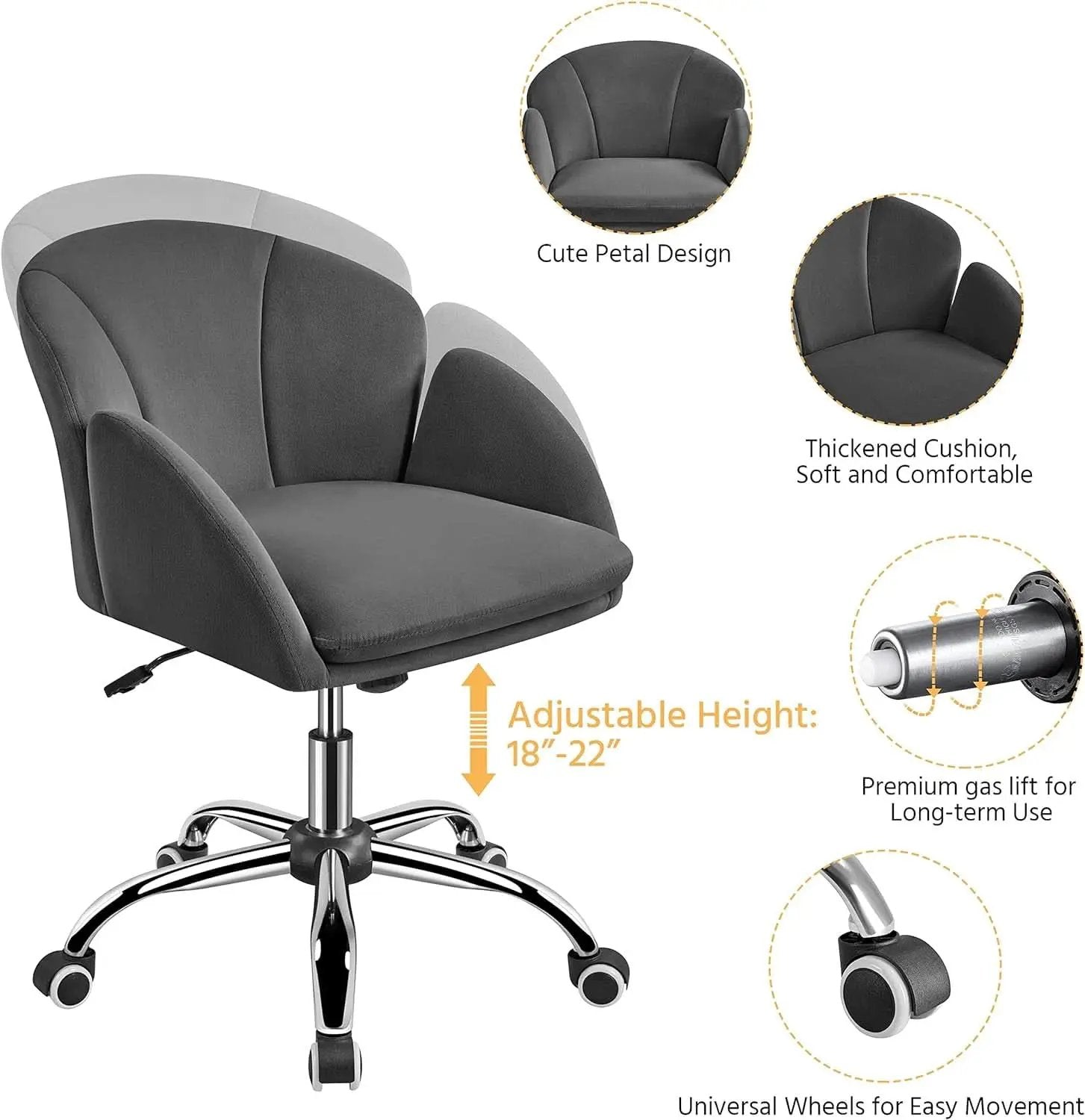 Dark Gray Desk Chair With Armrests For Home Office from PriceLows™