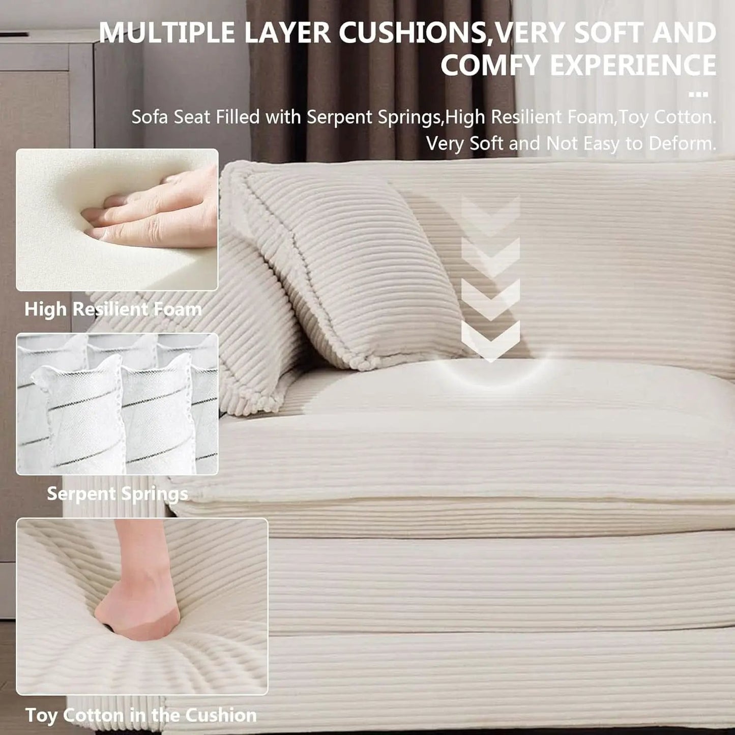 Oversized 2 Piece Sofa Set Beige 3 Seater And Loveseat from PriceLows™