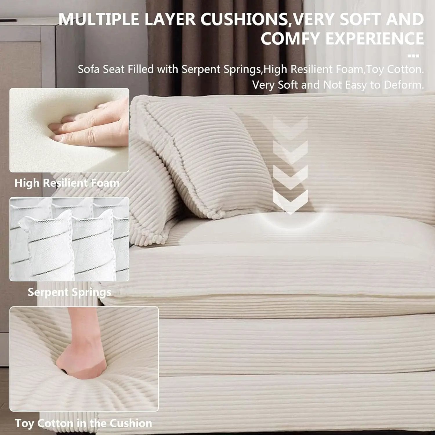 Oversized 2 Piece Sofa Set Beige 3 Seater And Loveseat from PriceLows™