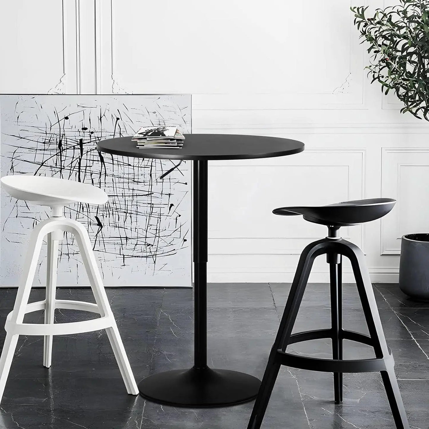 Height Adjustable Round Black Pub Tabletop Outdoor from PriceLows™