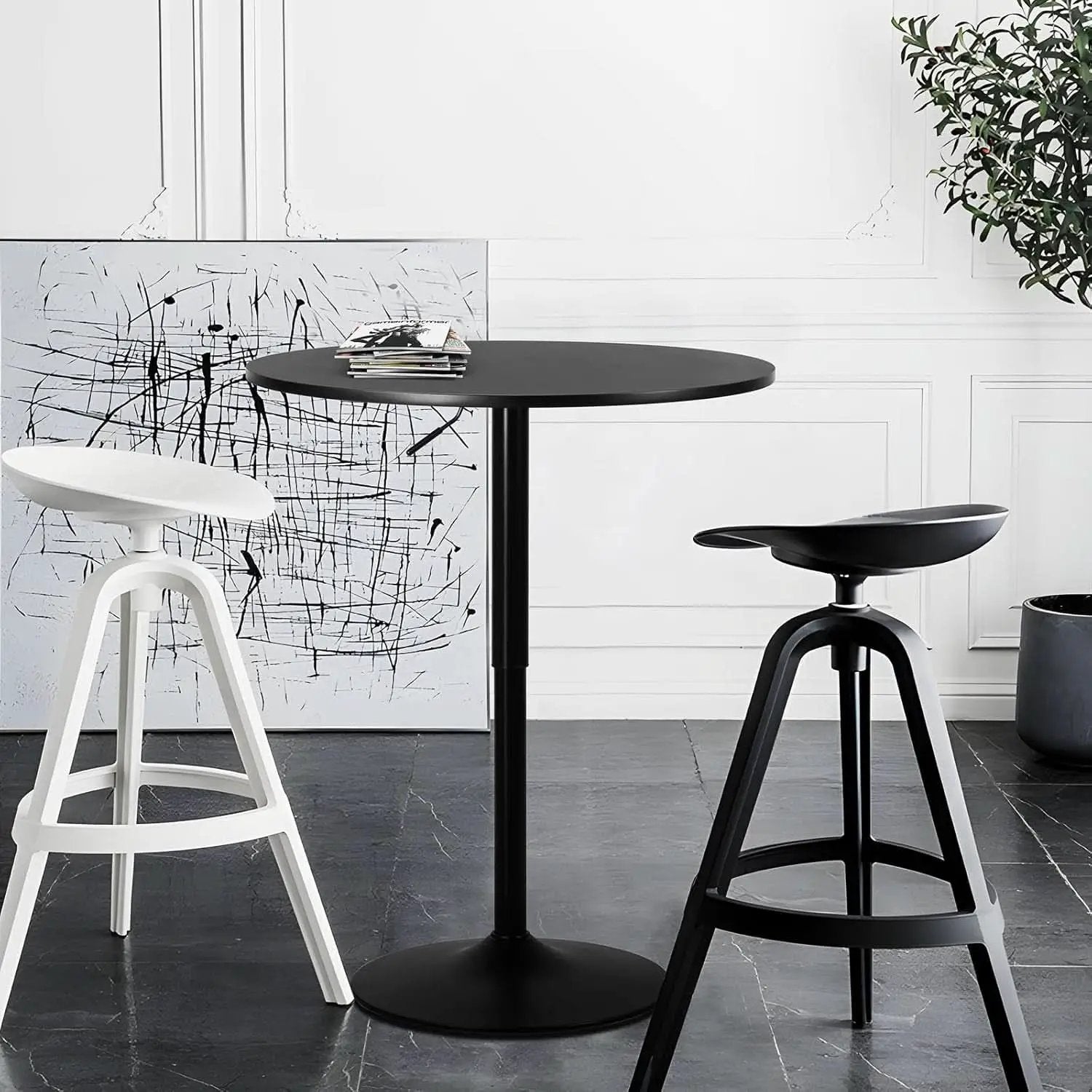 Height Adjustable Round Black Pub Tabletop Outdoor from PriceLows™
