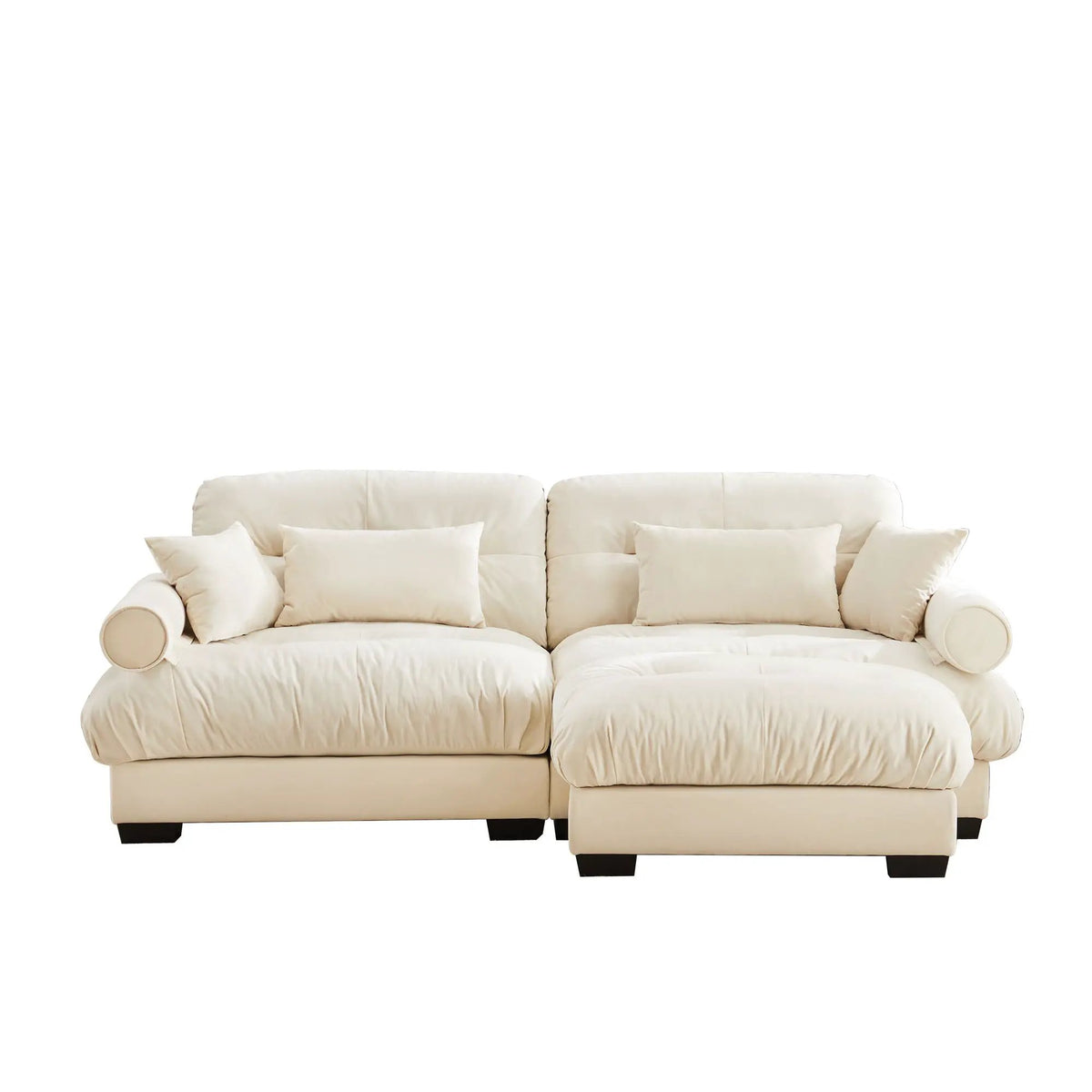 Modular Sectional Sofa | Deep Comfort Cushions | Vintage Fabric Ottoman