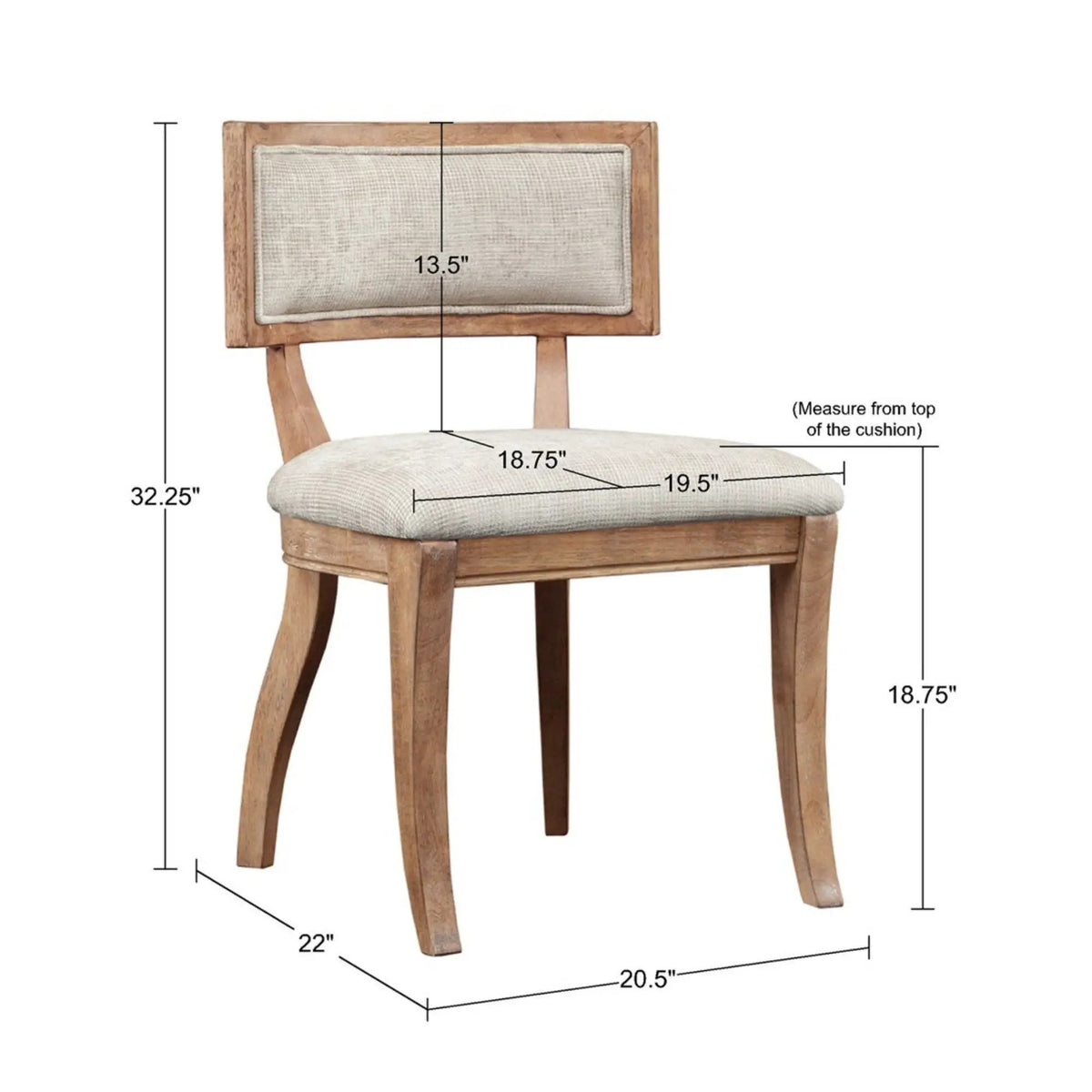 Classic Dining Chairs | Set Of 2 | Curved Back French Antique Style | Beige And Light Natural