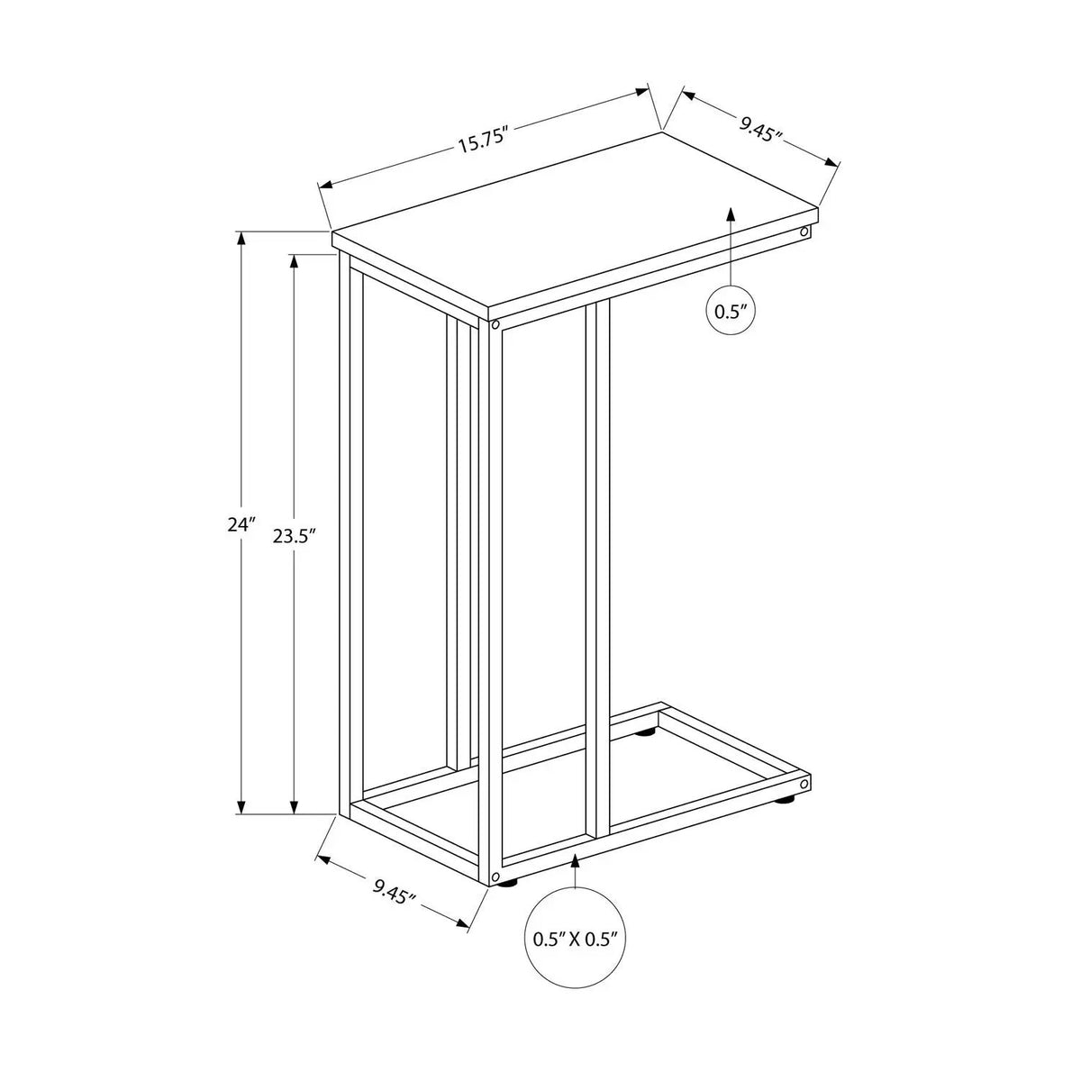 C-Shaped End Table | Space-Saving Design | Sleek Surface | Contemporary Style