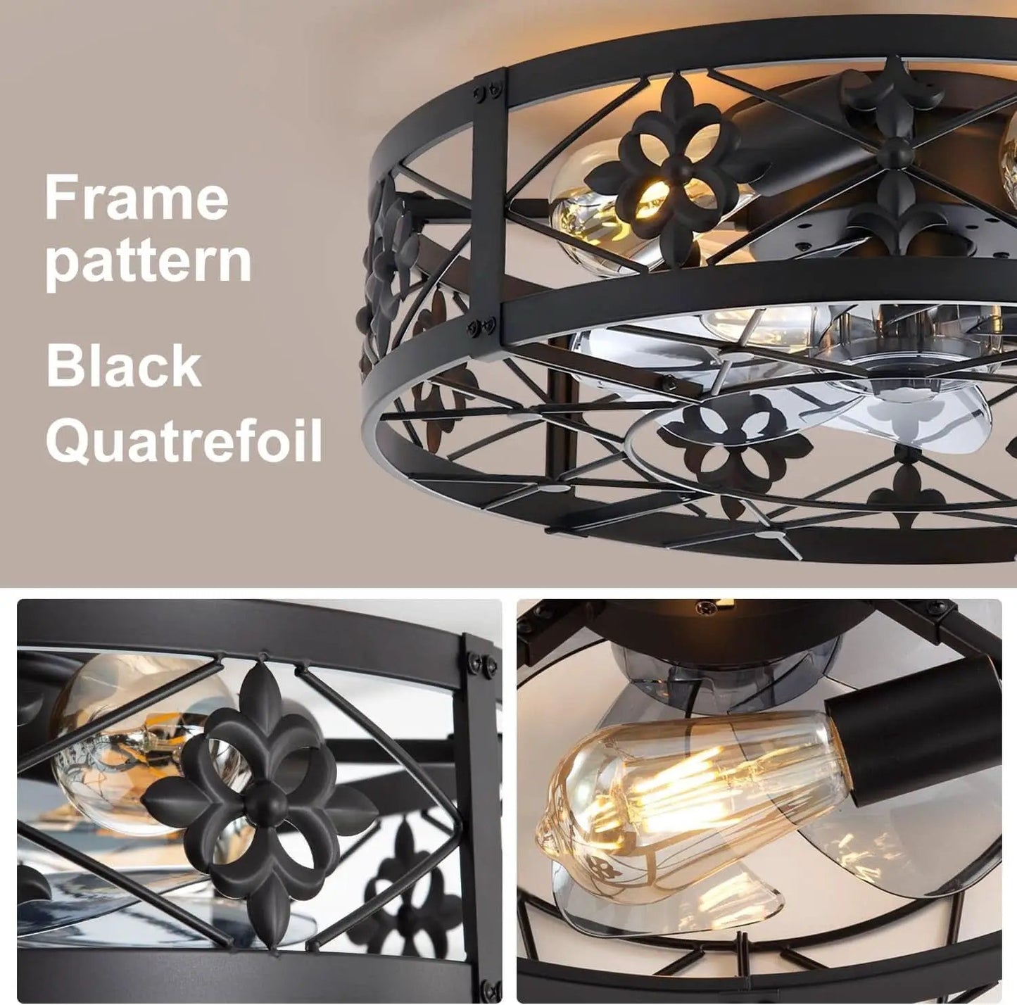 Caged Ceiling Fan 20 Inch Matte Black Remote Control from PriceLows™
