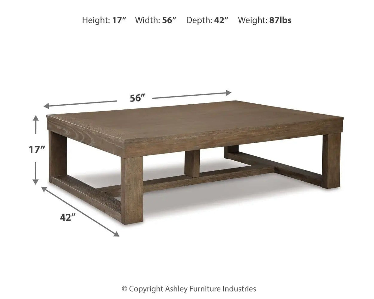 Cariton Rectangular Cocktail Table | 56 x 42 x 16.88 in | Engineered Wood | Gray
