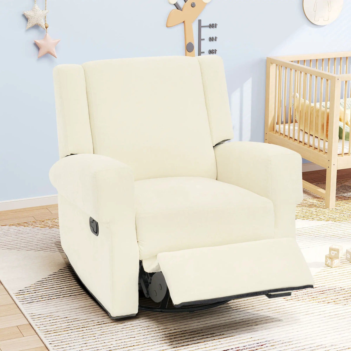 Manual Recliner Chair With Swivel Rocker Function, Dual Recline Angles | 2 Pieces | Iron & Plywood | Living Room