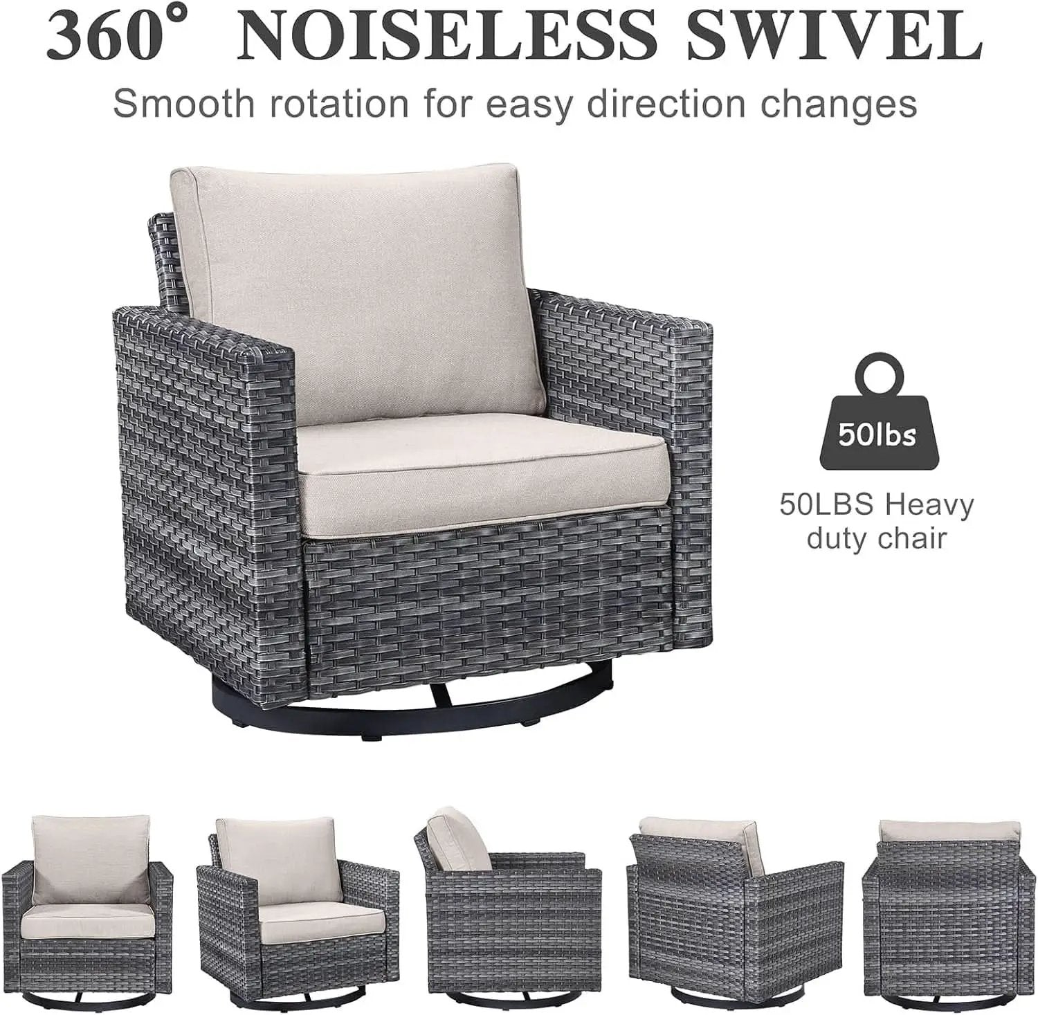 Oversize Outdoor Wicker Patio Sofa Set With Swivel Chairs from PriceLows™