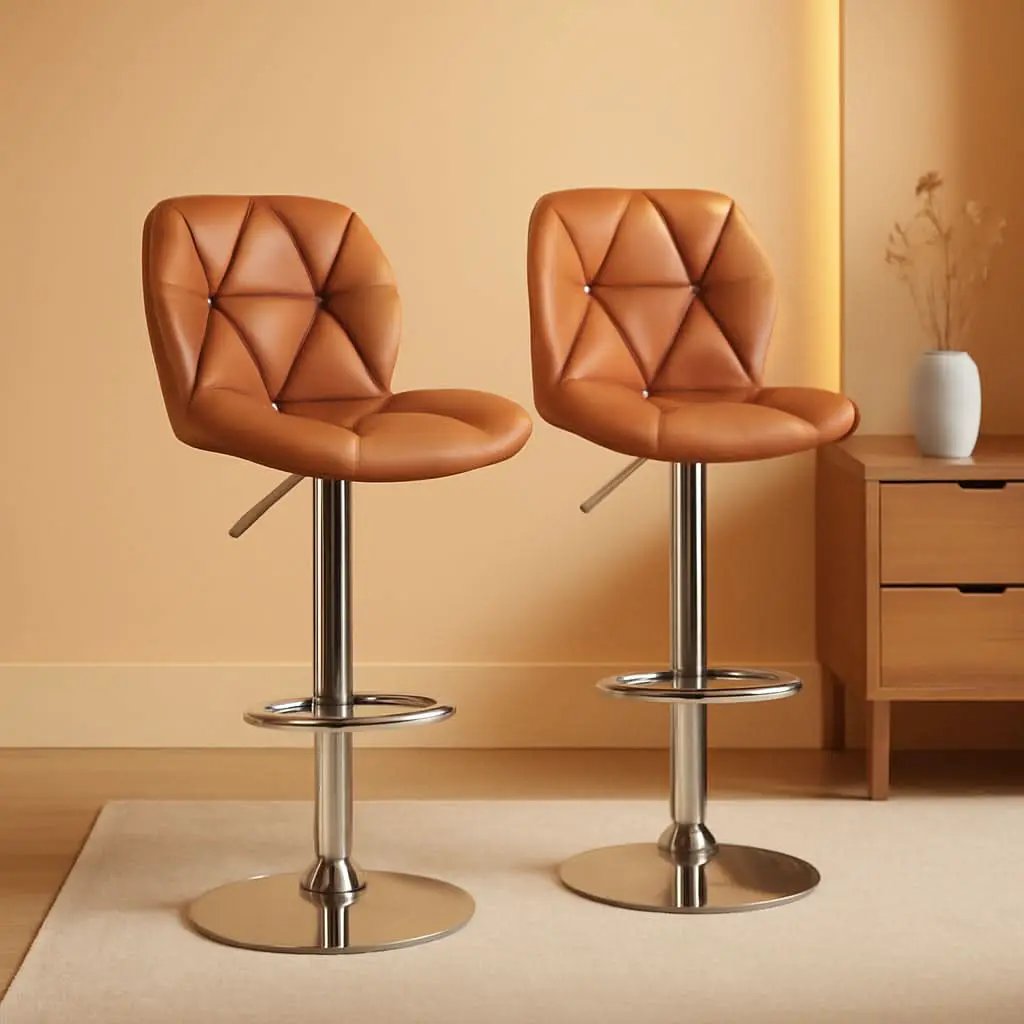 Bar Stools Set Of 2 Adjustable PU Leather Backrest Stools from PriceLows™