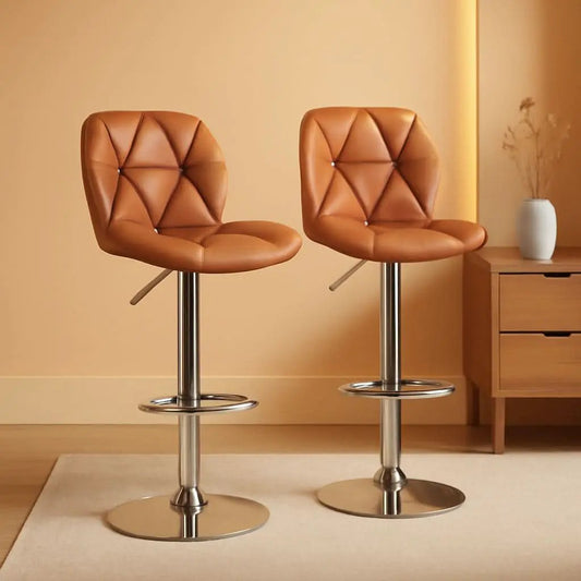 Bar Stools Set Of 2 Adjustable PU Leather Backrest Stools from PriceLows™
