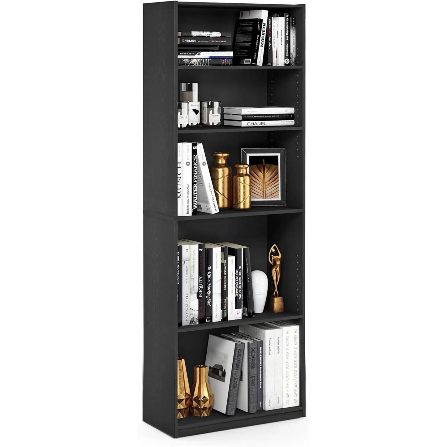 Jaya Simply Home 5 Shelf Bookcase 5 Tier Black With Adjustable Shelves from PriceLows™