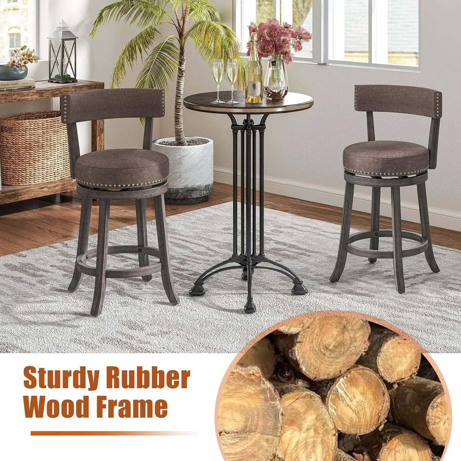 Swivel Bar Stools Set of Two for Kitchen from PriceLows™