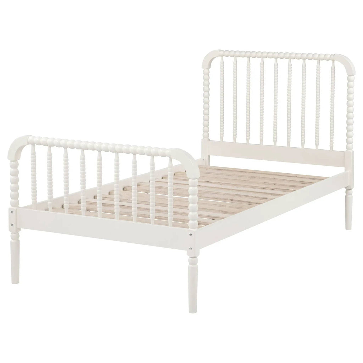 Jones Wood Twin Open Frame Bed | 41.75 x 79.25 x 44 in | Rubberwood | White