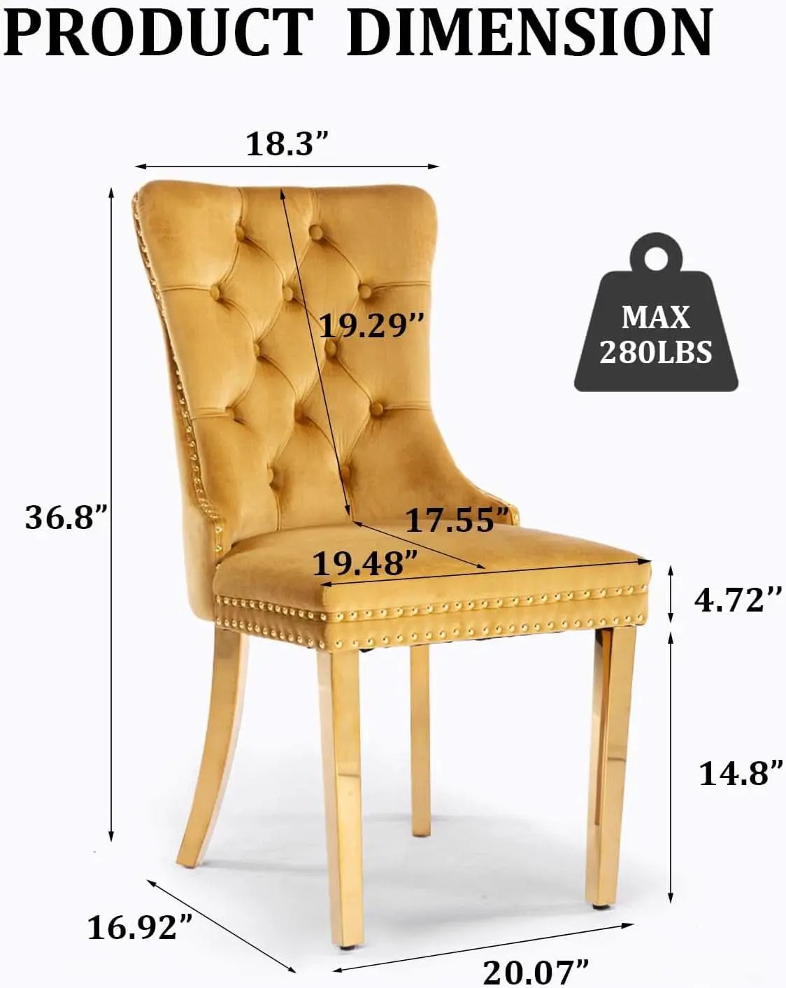 Velvet Tufted Dining Chair Set Of 2 With Nailhead Trim from PriceLows™