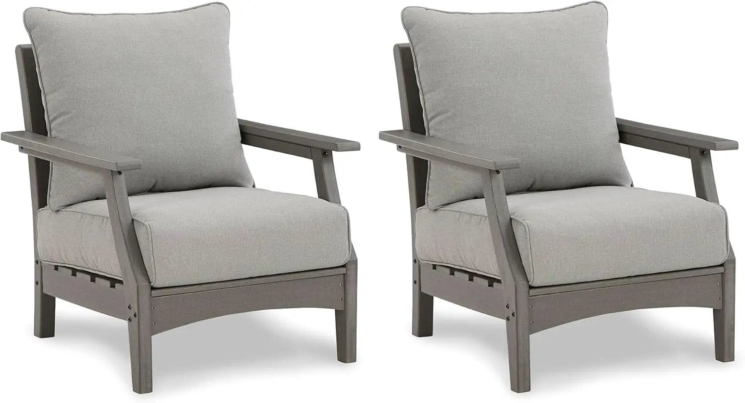 Cushioned Outdoor Lounge Chairs Set of Two Gray from PriceLows™
