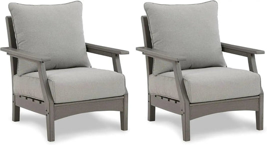 Cushioned Outdoor Lounge Chairs Set of Two Gray from PriceLows™